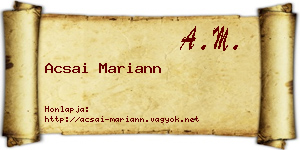 Acsai Mariann névjegykártya