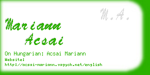 mariann acsai business card